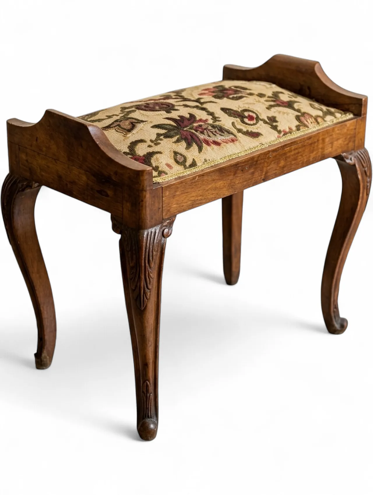 Umbertine floral Art Noveau piano stool with fabric seat, 19th century 6