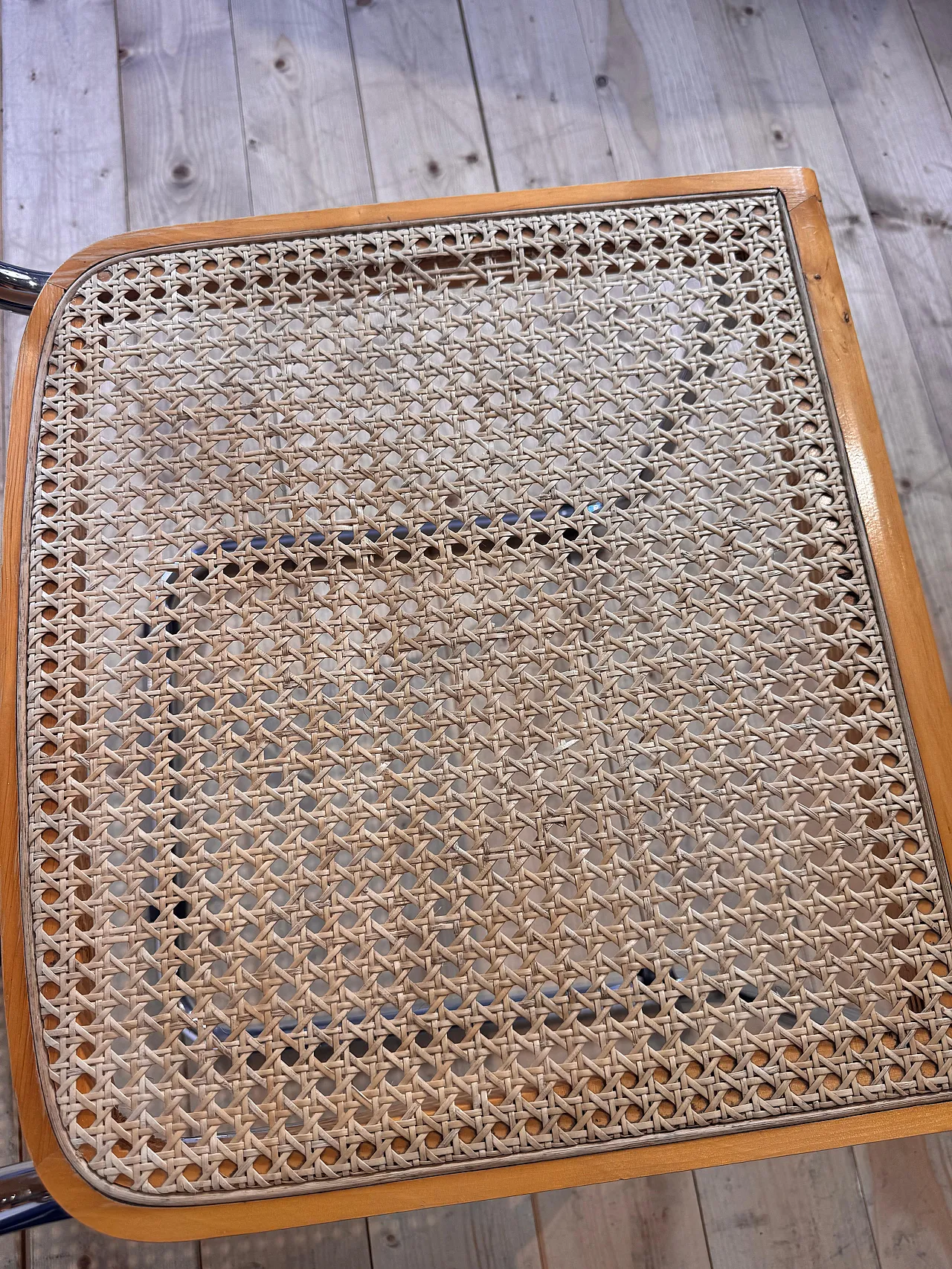 Pair of rattan and chromed tubular chairs, 1970s 11