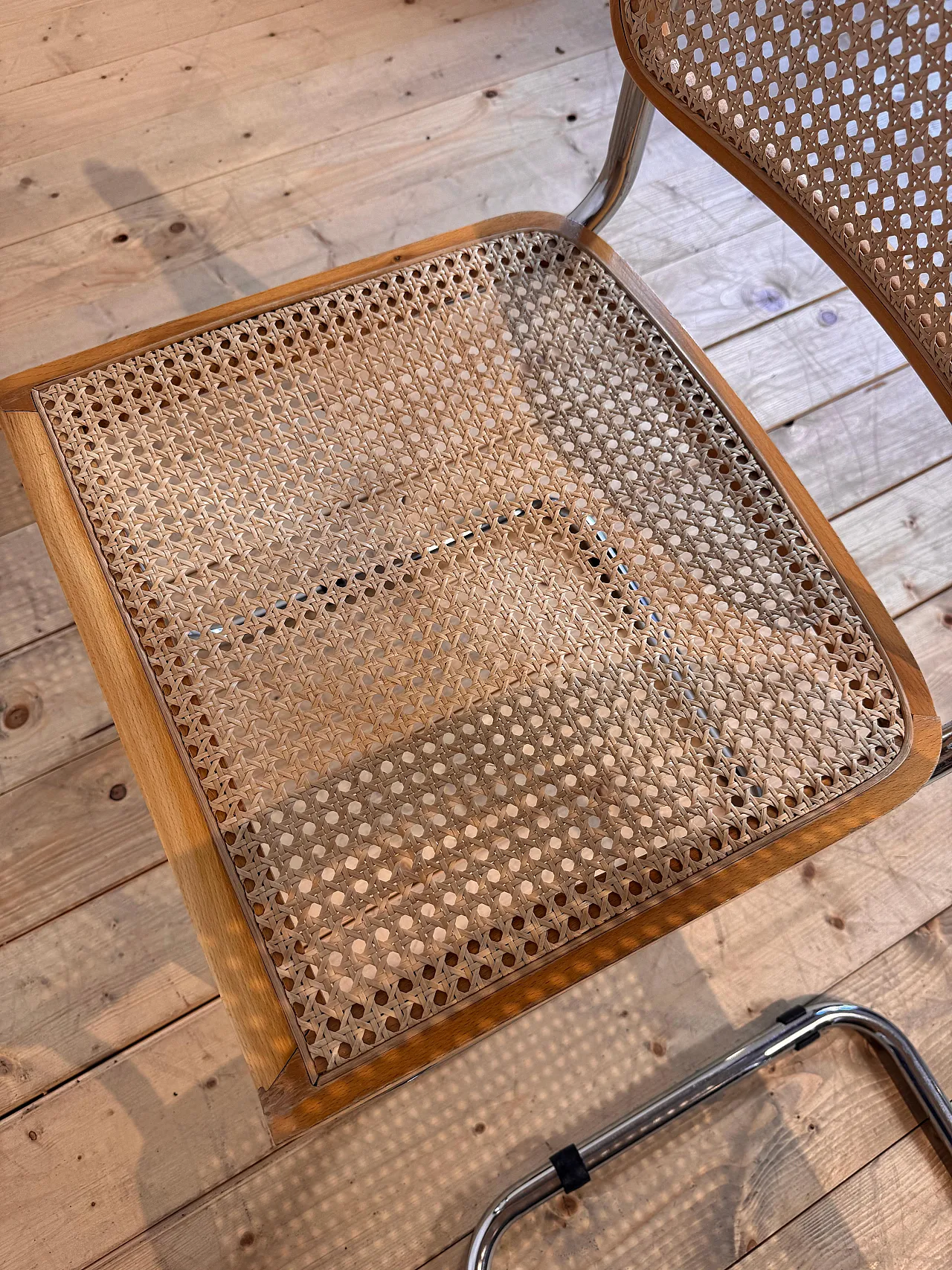 Pair of rattan and chromed tubular chairs, 1970s 12