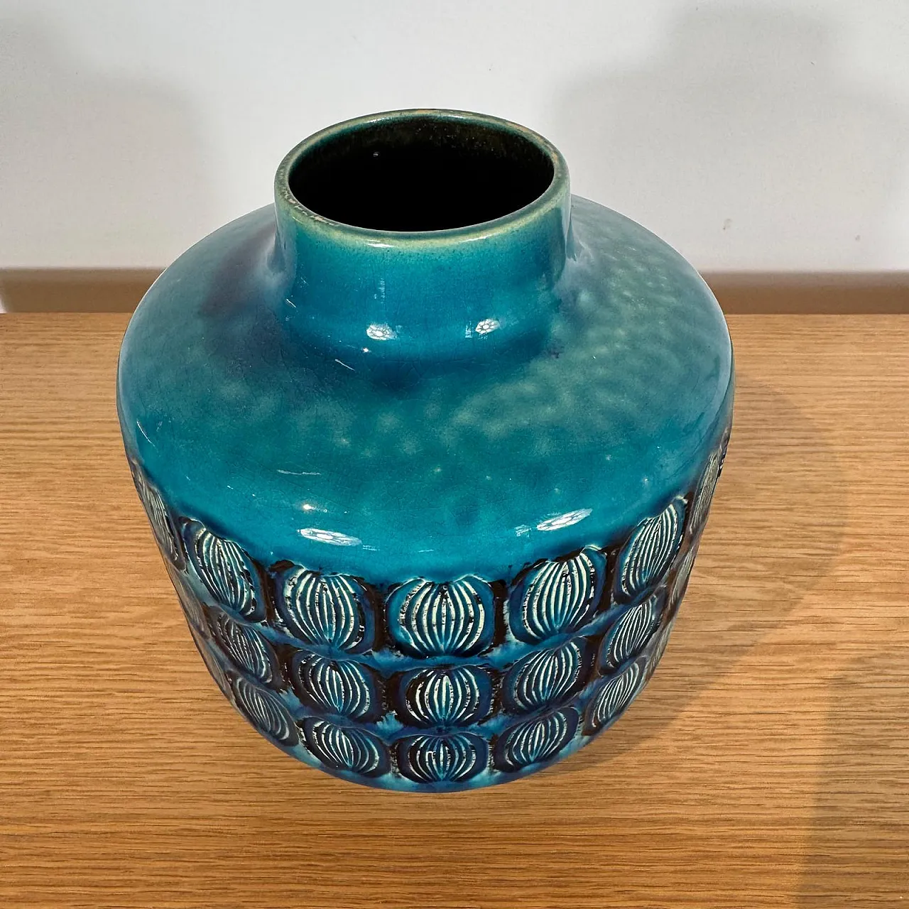 Turquoise glazed ceramic vase, 1970s 4