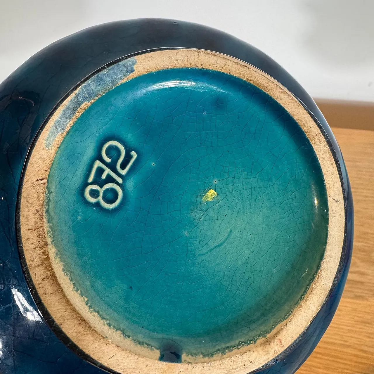 Turquoise glazed ceramic vase, 1970s 5