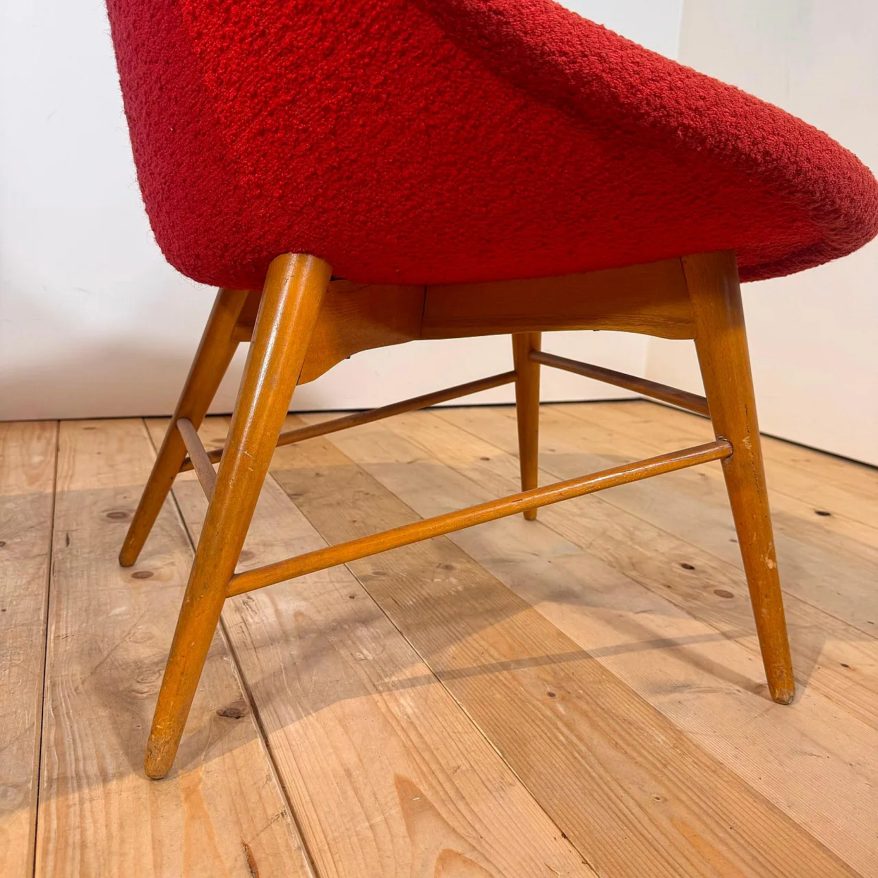Pair of armchairs in wood and fabric, 1960s 6