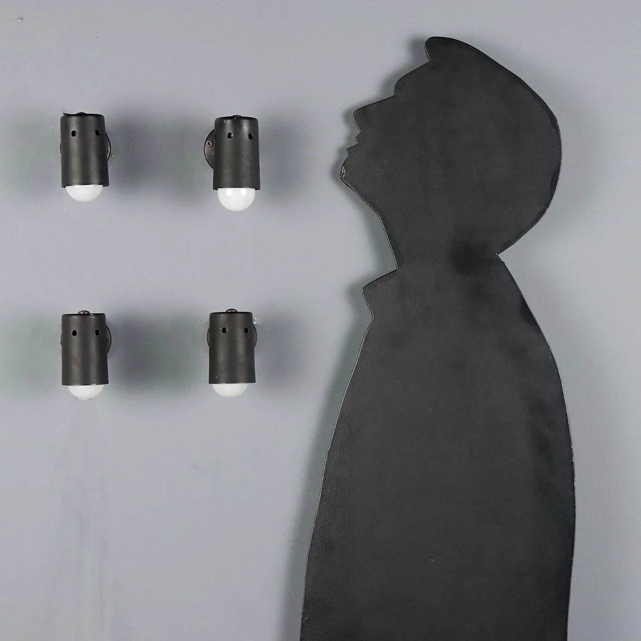 4 Lampade orientabili in metallo nero, anni '60 2