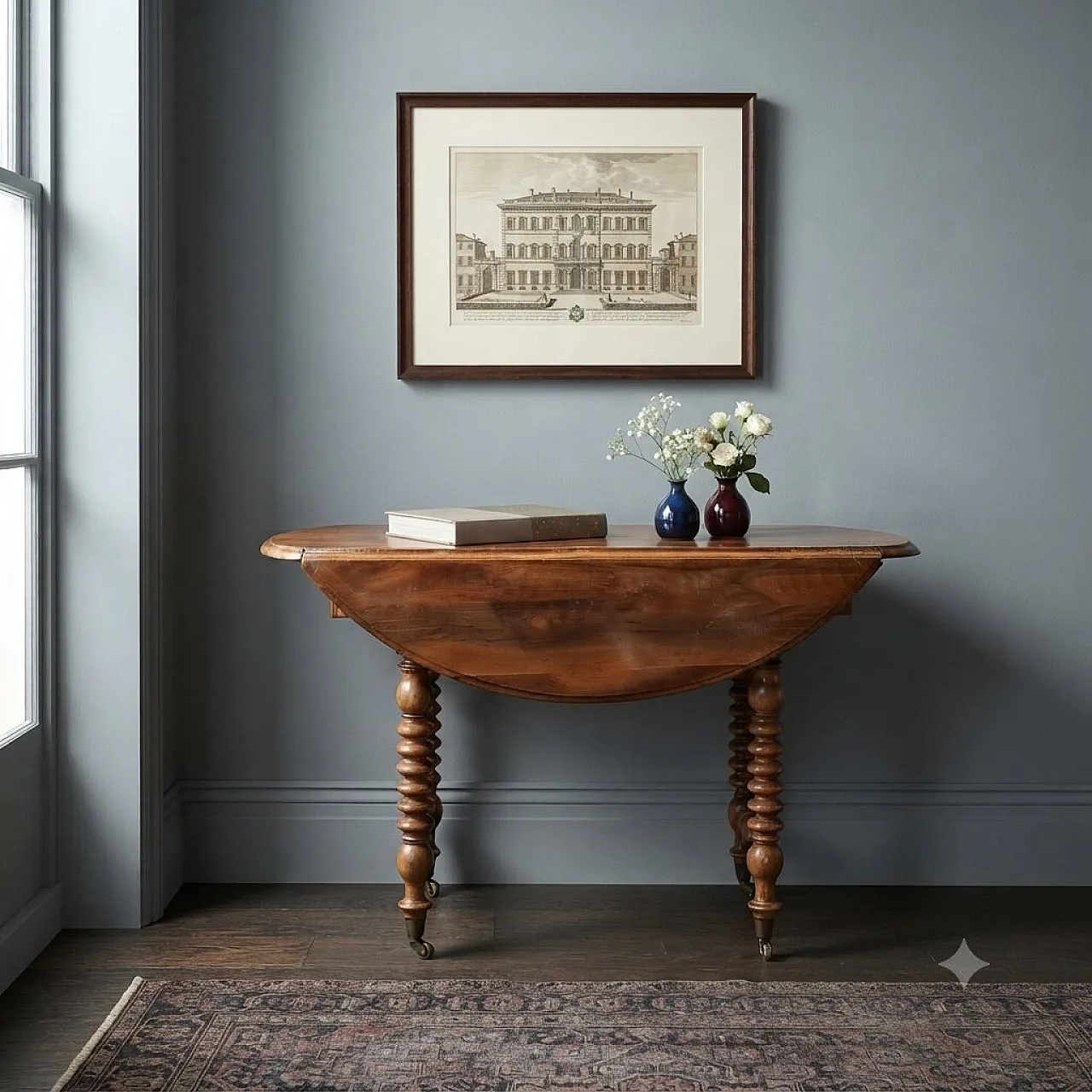 Extendable walnut table, 19th century 2