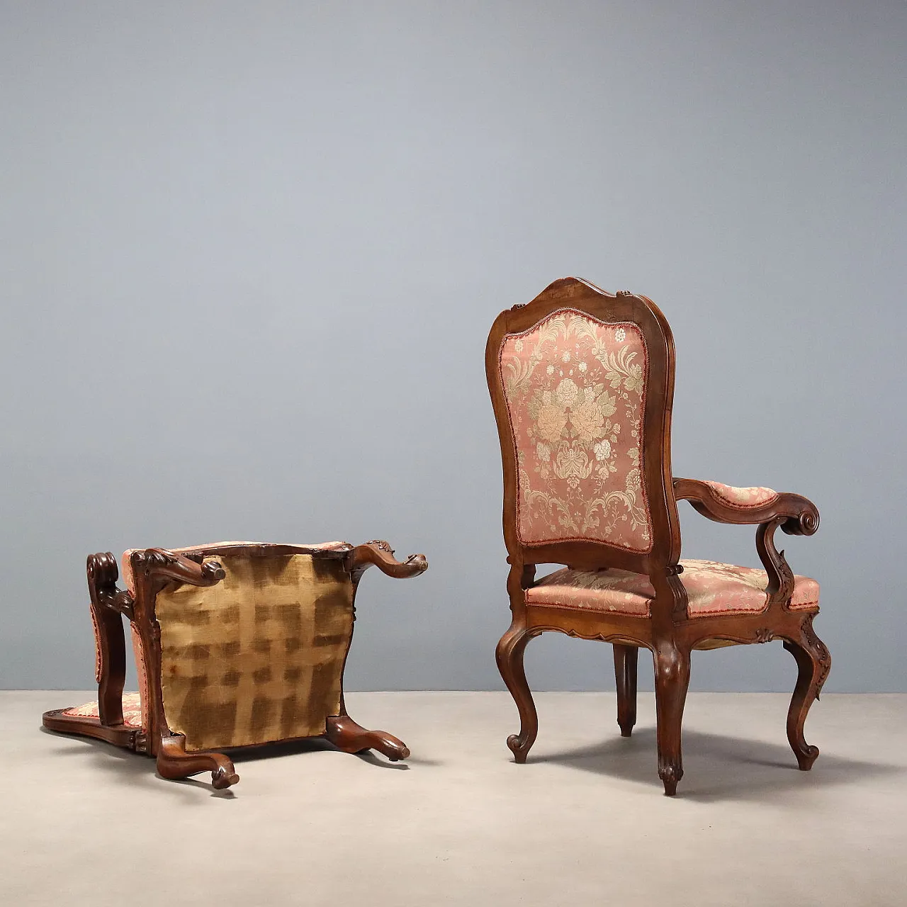 Pair of Louis Philippe armchairs in walnut, 19th century 9