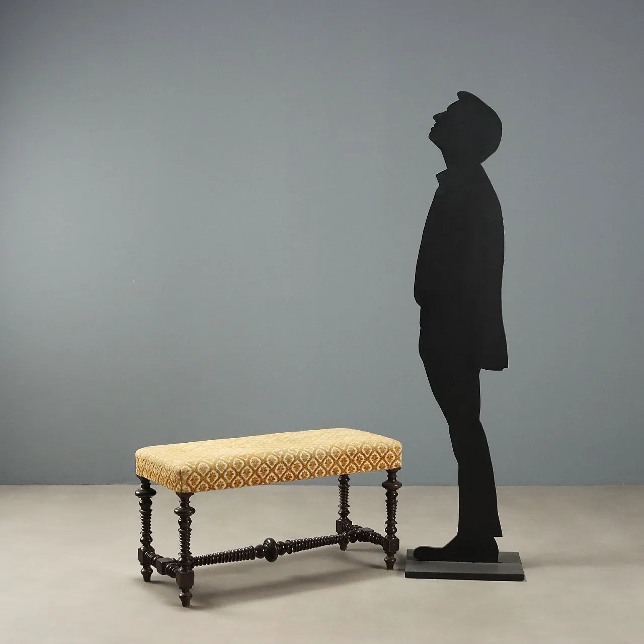 Walnut bench with padded seat, 19th century 3