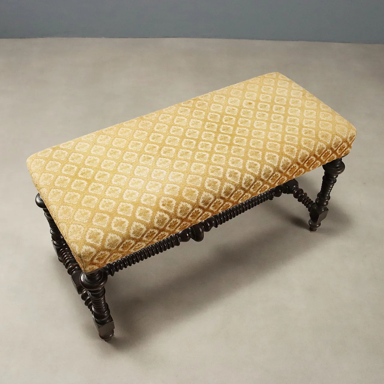 Walnut bench with padded seat, 19th century 8