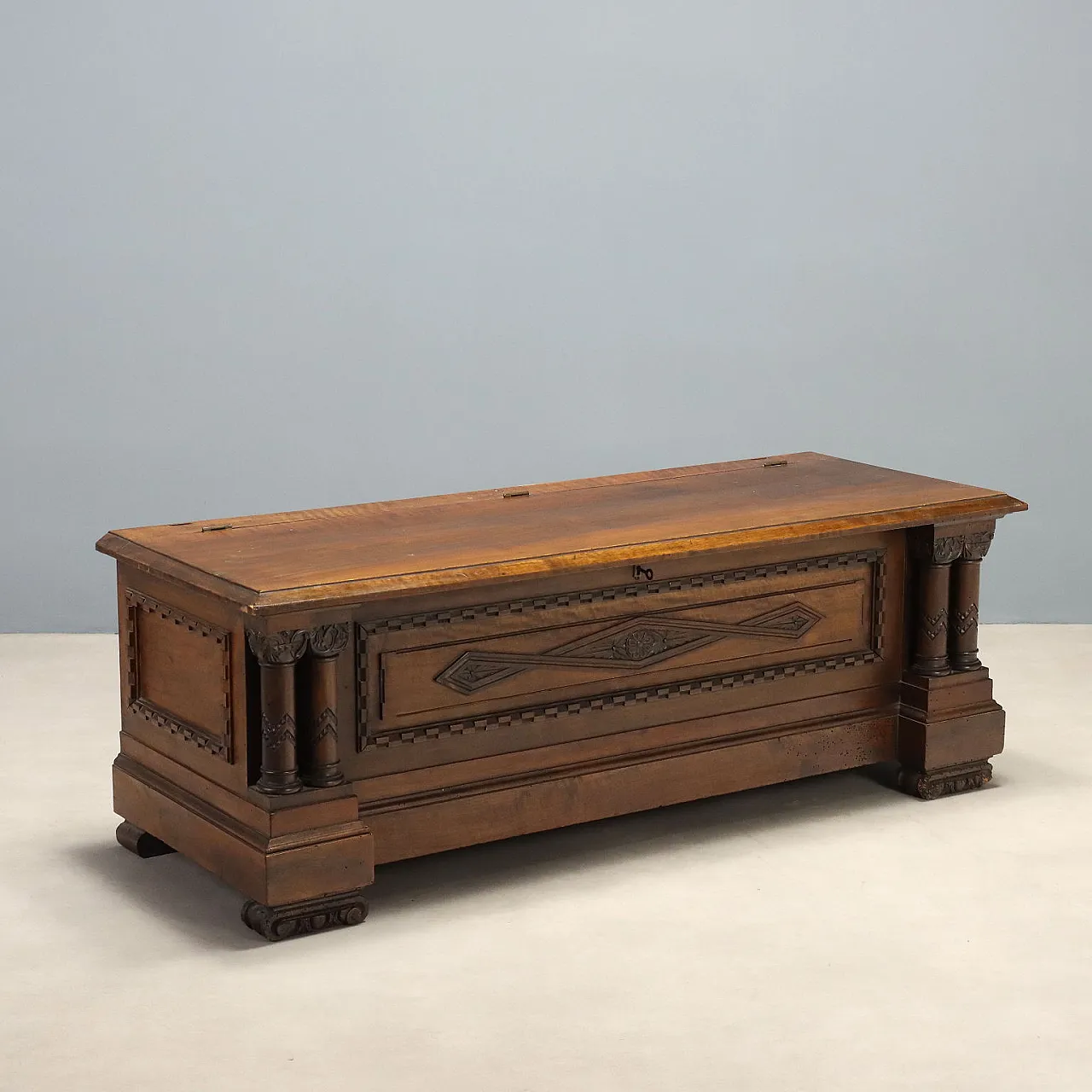 Carved walnut chest, mid-20th century 1