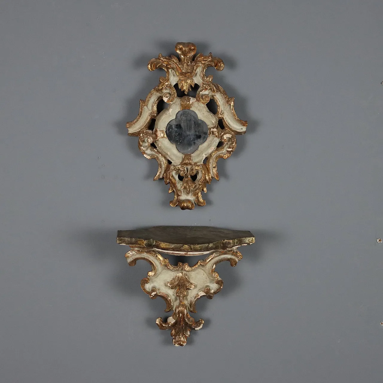 Model of Shelf with carved wooden mirror, 19th century 1