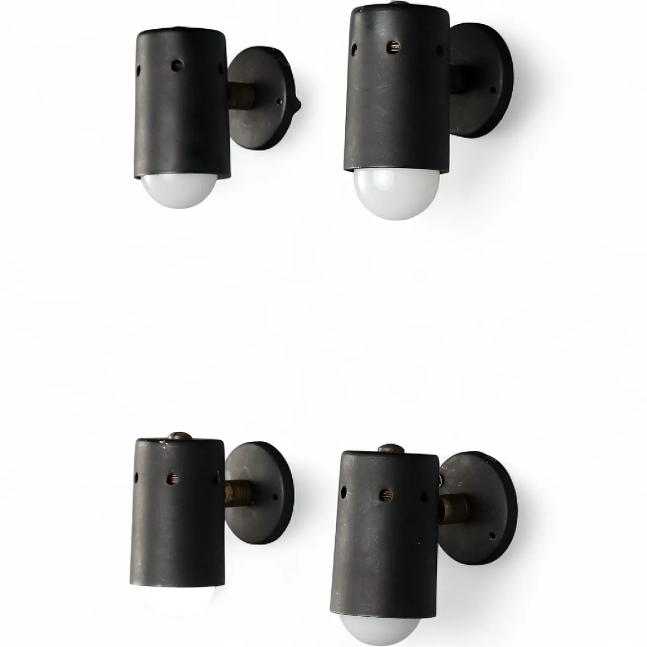 4 Lampade orientabili in metallo nero, anni '60 6