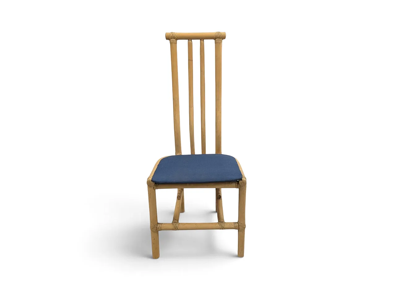 Set di 5 sedie da pranzo a schienale alto in bamboo, anni '70 5
