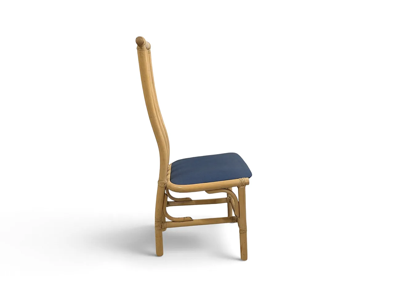 Set di 5 sedie da pranzo a schienale alto in bamboo, anni '70 6