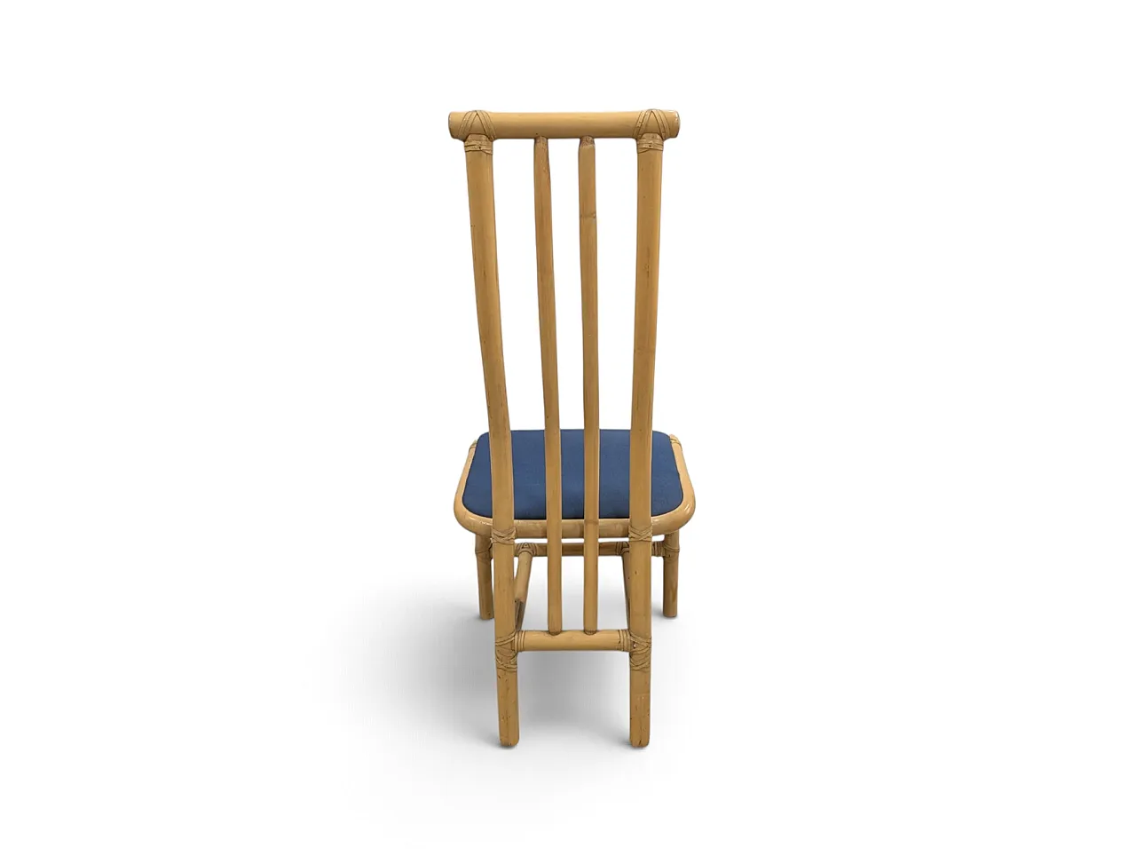 Set di 5 sedie da pranzo a schienale alto in bamboo, anni '70 7