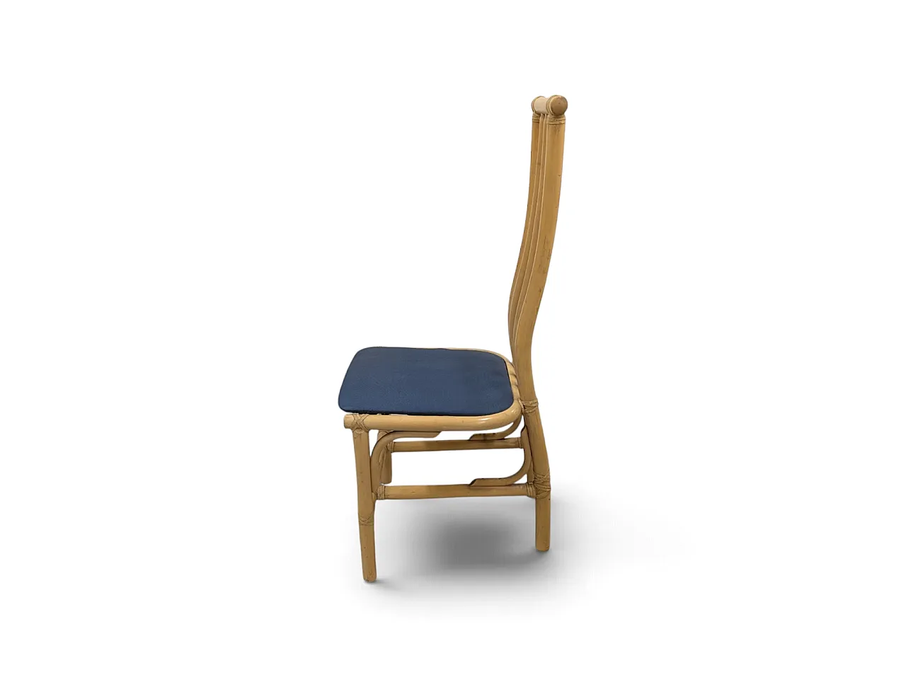 Set di 5 sedie da pranzo a schienale alto in bamboo, anni '70 8