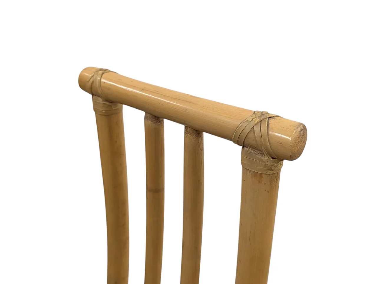 Set di 5 sedie da pranzo a schienale alto in bamboo, anni '70 9