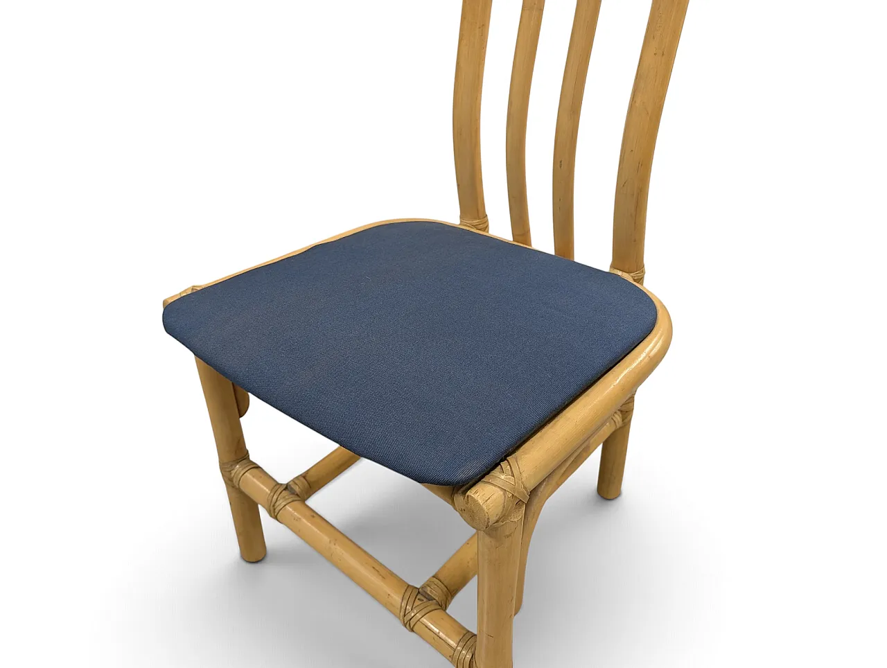 Set di 5 sedie da pranzo a schienale alto in bamboo, anni '70 10