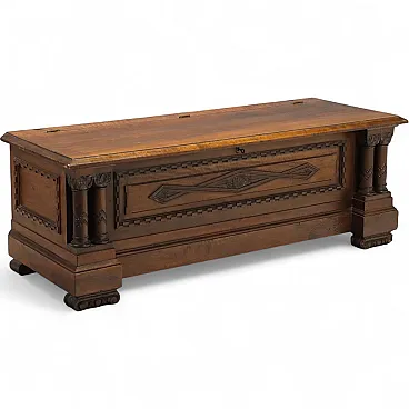 Carved walnut chest, mid-20th century