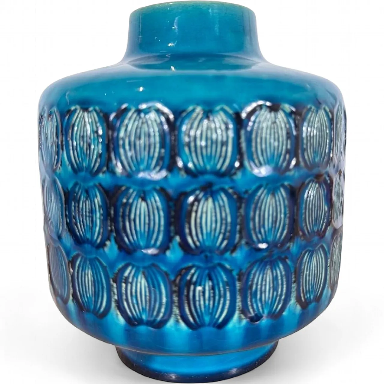 Turquoise glazed ceramic vase, 1970s 8
