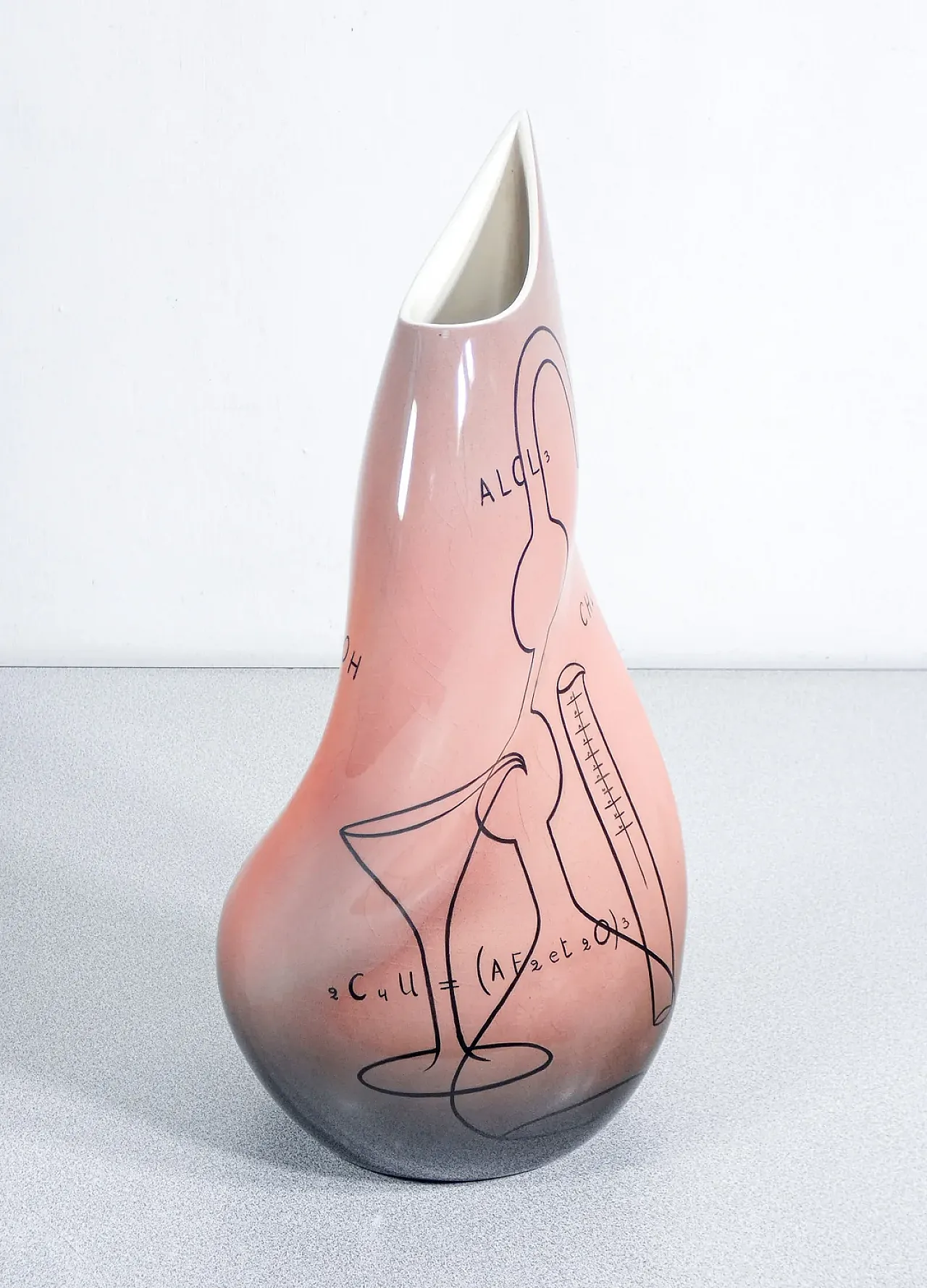 Sculptural ceramic vase with chemical formulas and stills, 1950s 2