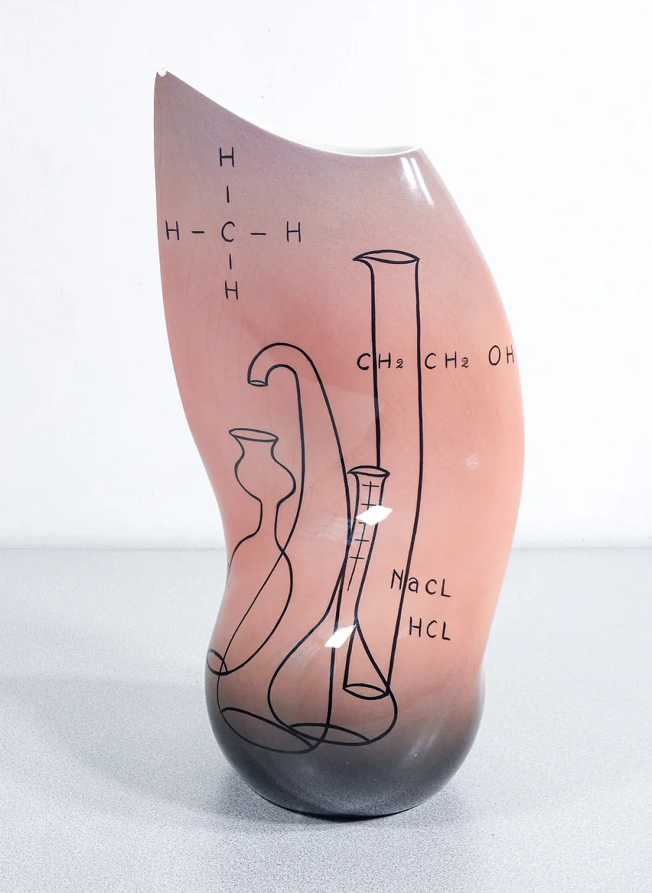 Sculptural ceramic vase with chemical formulas and stills, 1950s 3