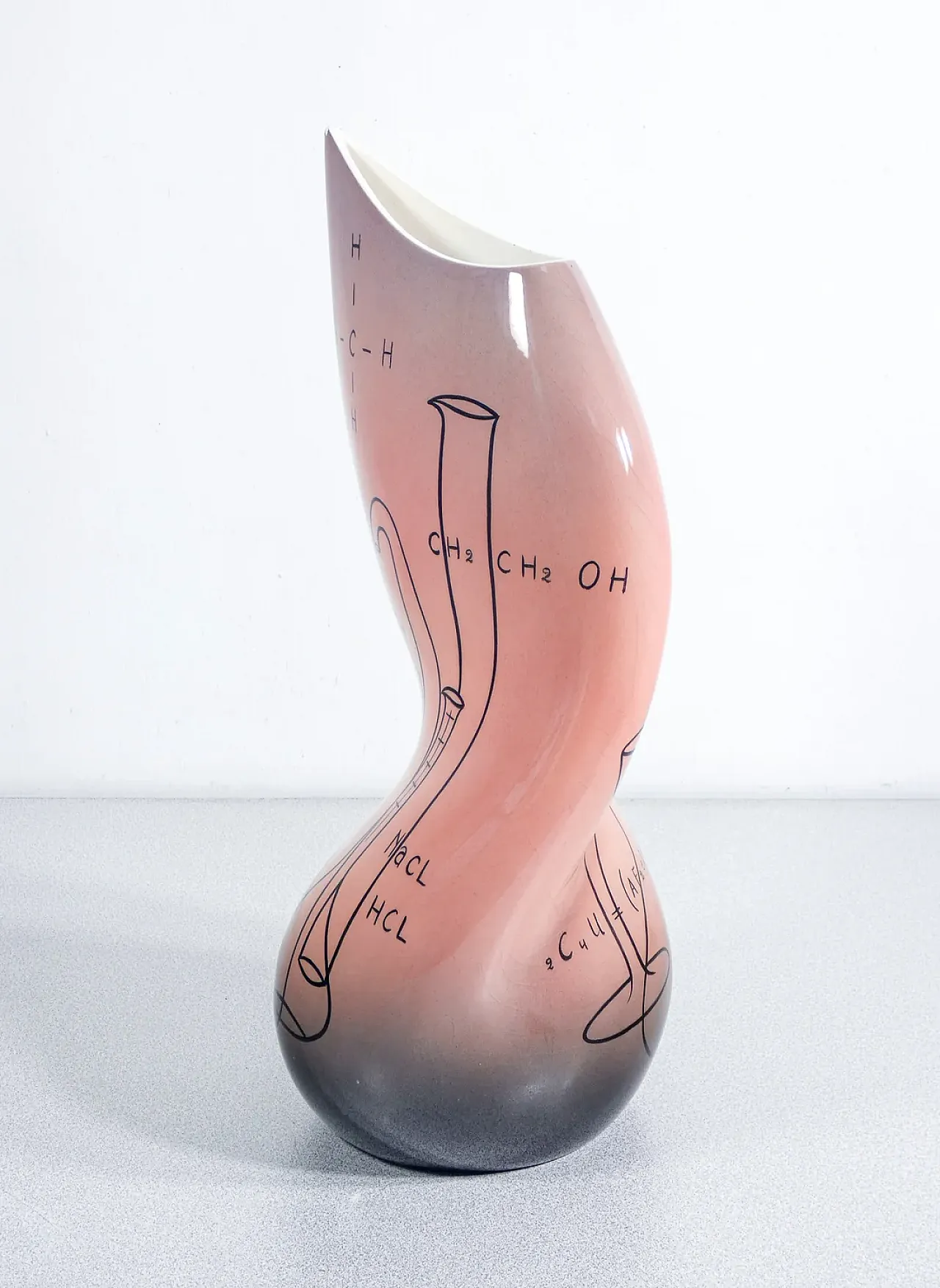 Sculptural ceramic vase with chemical formulas and stills, 1950s 4