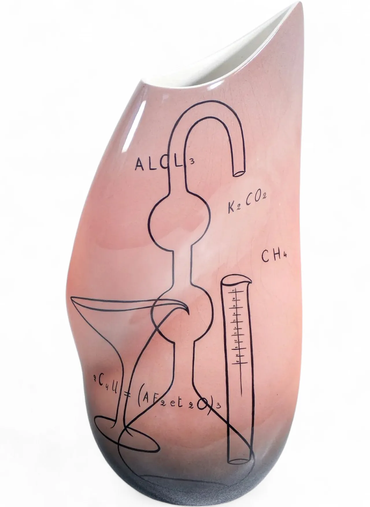 Sculptural ceramic vase with chemical formulas and stills, 1950s 8