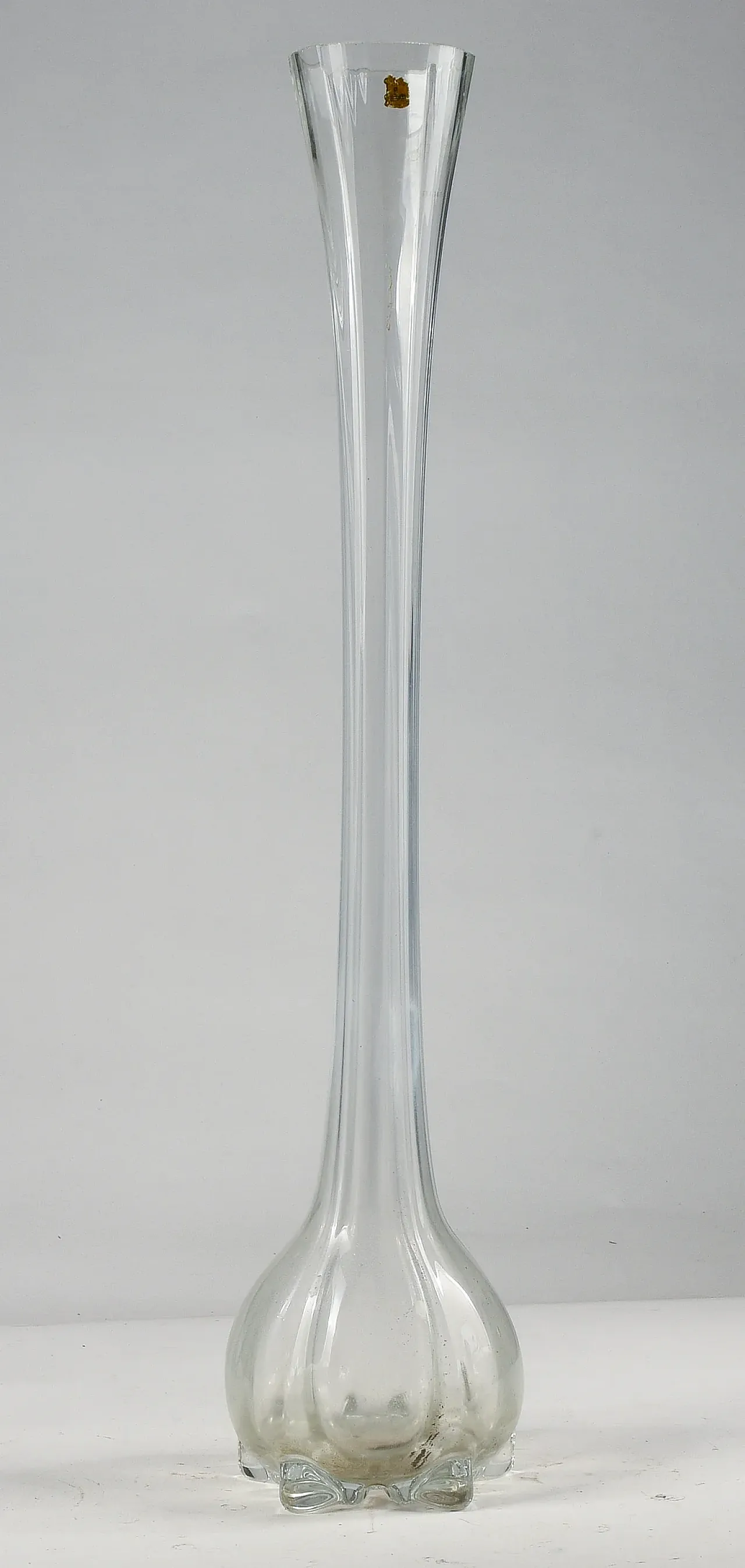 Beveled and cylindrical glass vase by Lazzar and C Vetrelco, 1960s 1