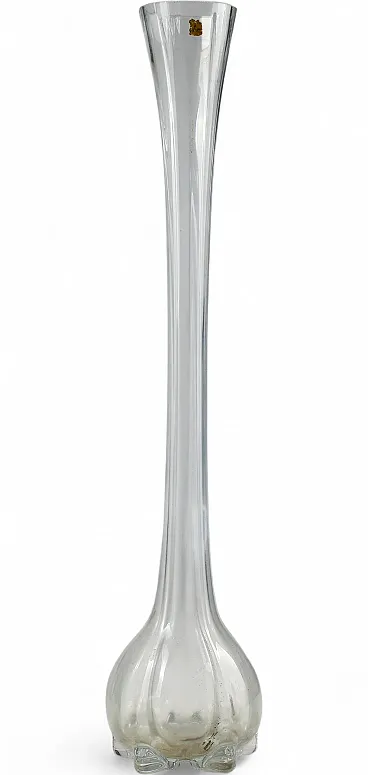 Beveled and cylindrical glass vase by Lazzar and C Vetrelco, 1960s