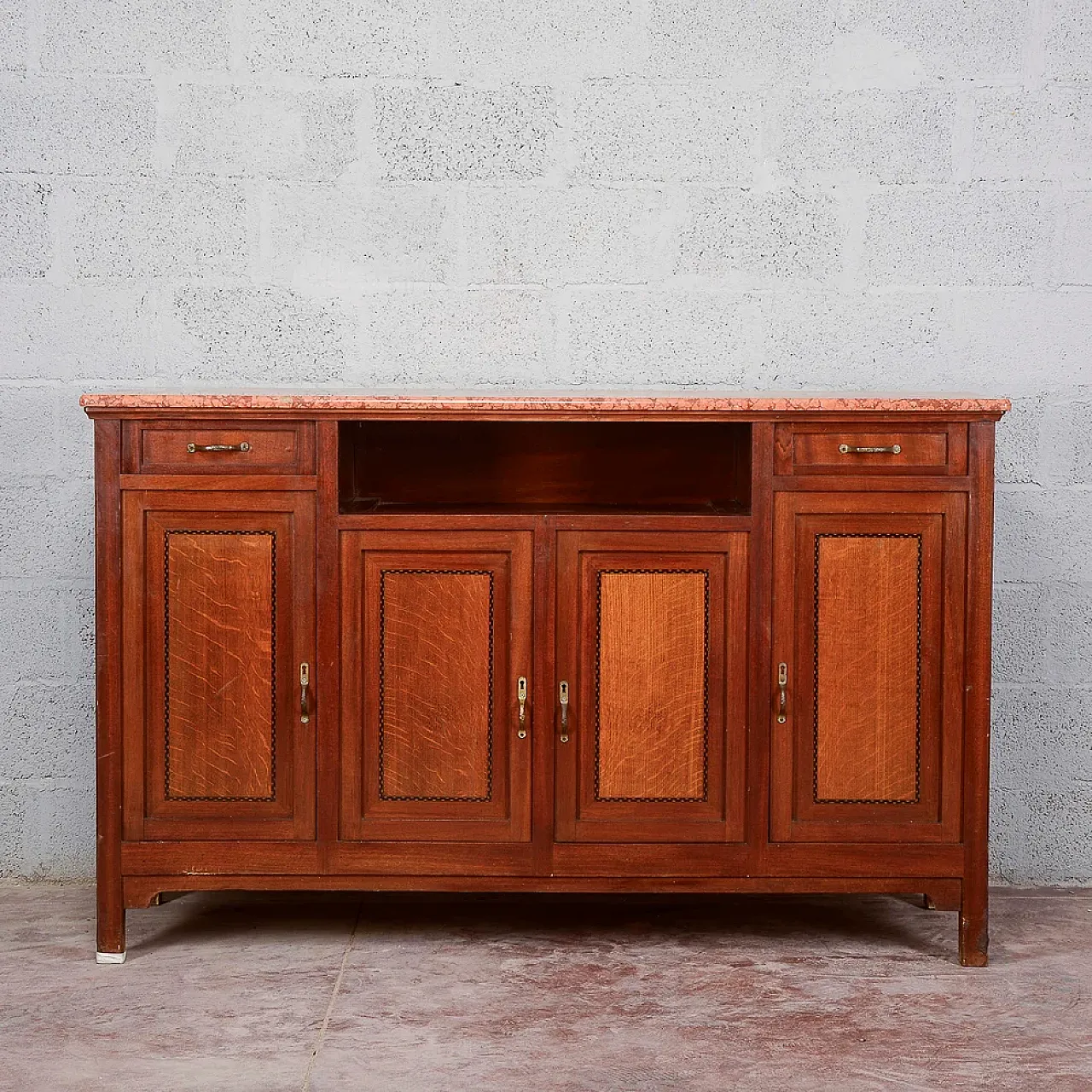 4-door sideboard and living room with marble top, early 20th century 1
