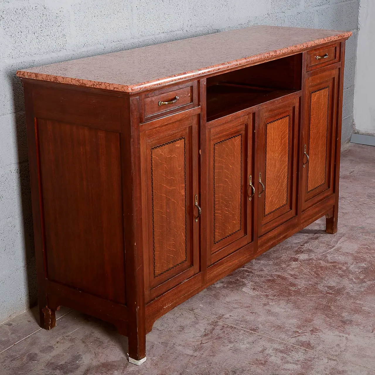 4-door sideboard and living room with marble top, early 20th century 3