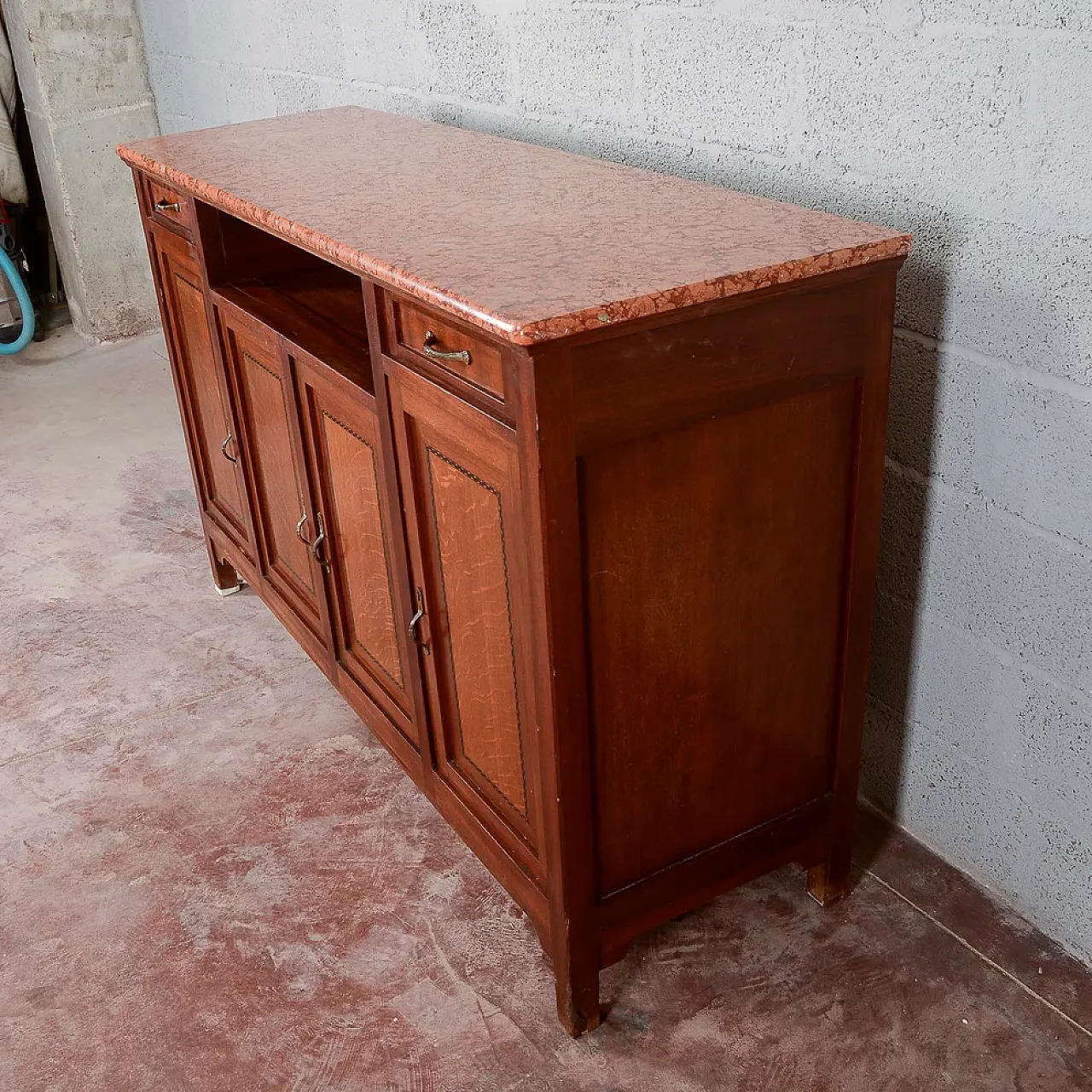 4-door sideboard and living room with marble top, early 20th century 4