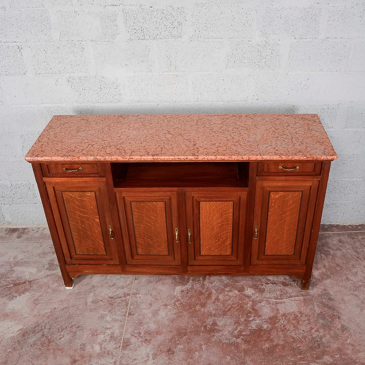 4-door sideboard and living room with marble top, early 20th century 5