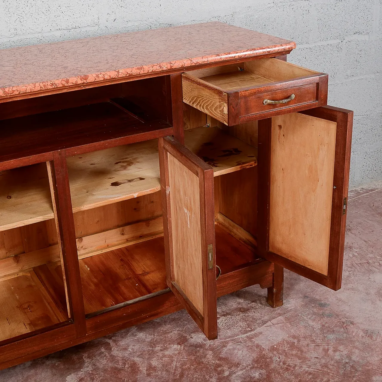 4-door sideboard and living room with marble top, early 20th century 10
