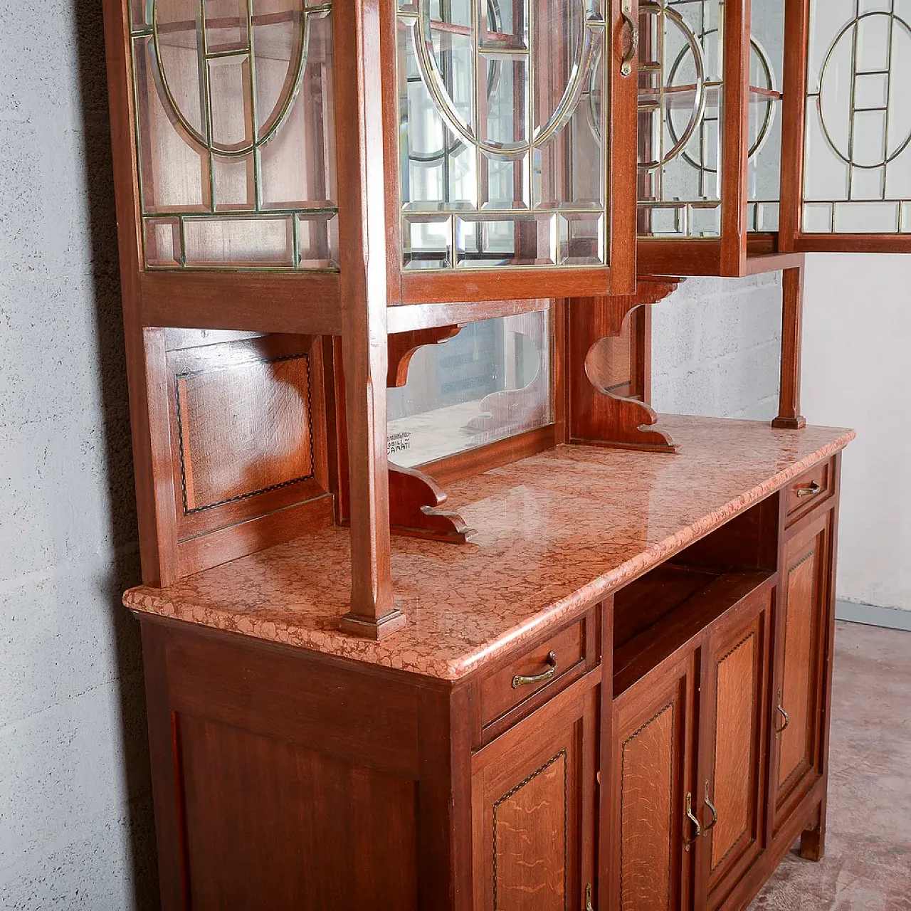2-body sideboard with mirror and 2 drawers, early 20th century 8