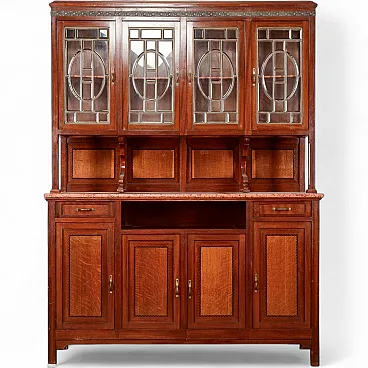 Two-body sideboard, marble display and top, 20th century