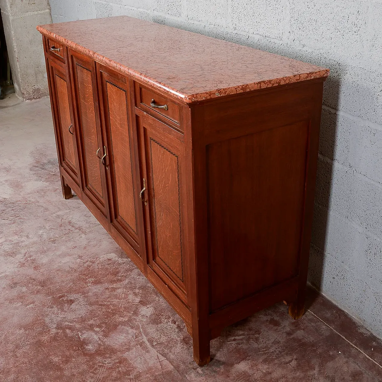 4-door, 2-drawer sideboard with marble top, early 20th century 5