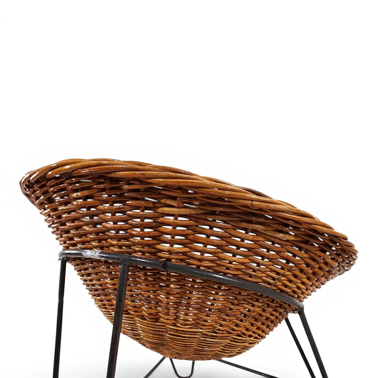 Pair of rattan lounge chairs on metal frame, 1970s 6
