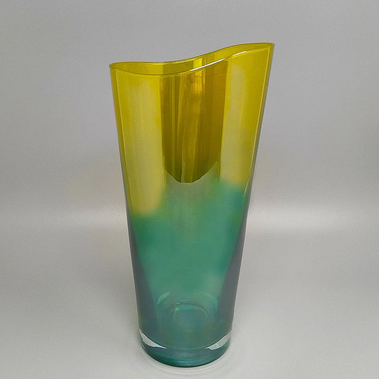 Green an yellow Murano glass vase by Ca' dei Vetrai, 1970s 3