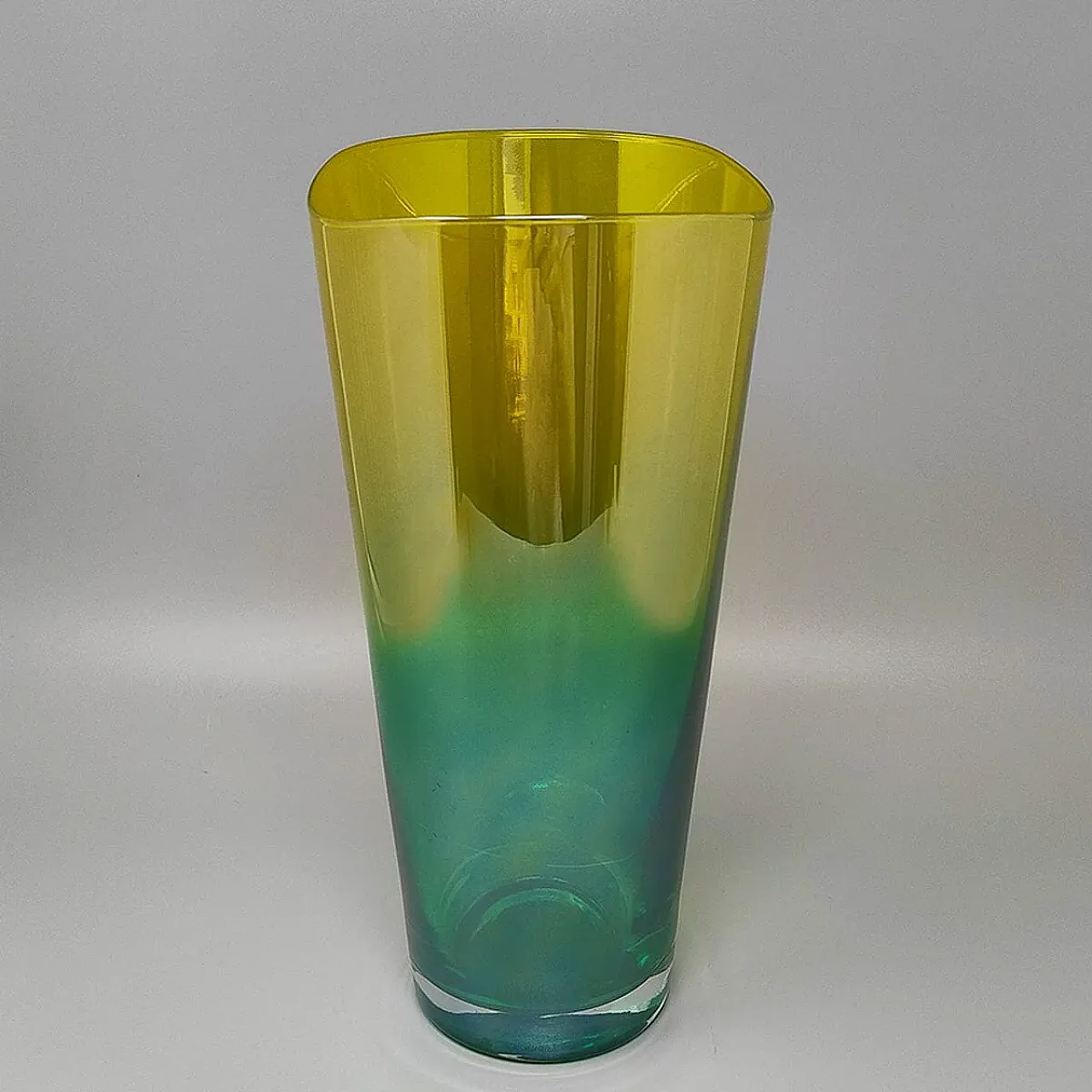 Green an yellow Murano glass vase by Ca' dei Vetrai, 1970s 4