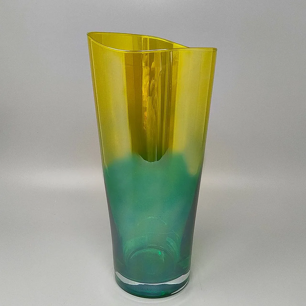 Green an yellow Murano glass vase by Ca' dei Vetrai, 1970s 5