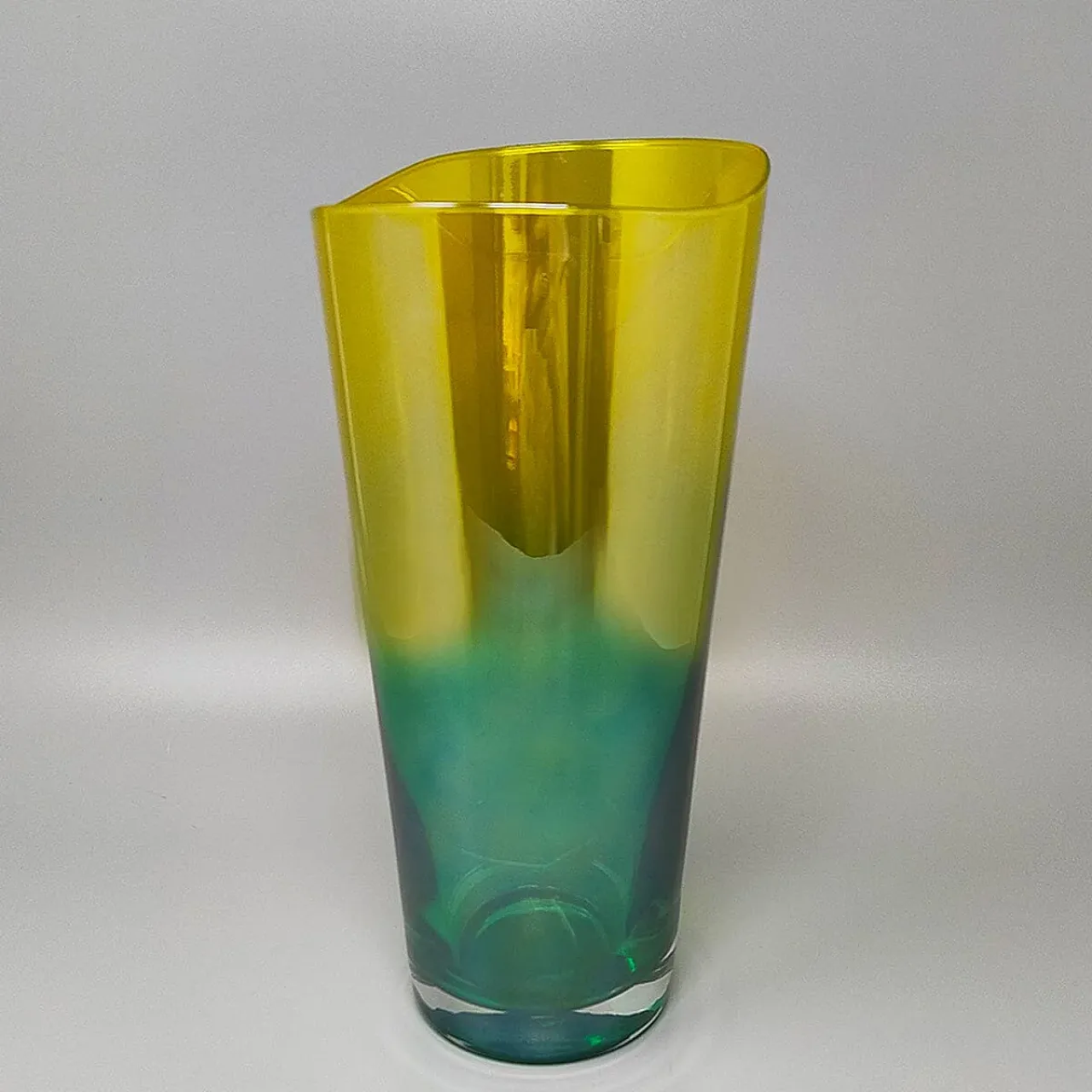 Green an yellow Murano glass vase by Ca' dei Vetrai, 1970s 6