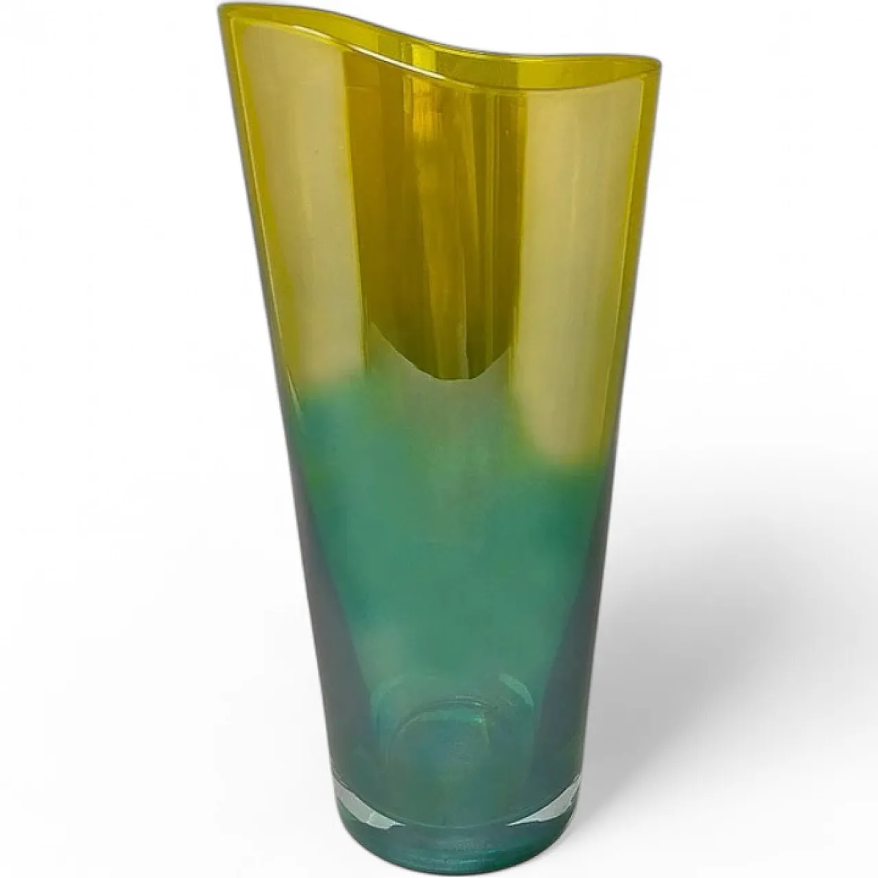 Green an yellow Murano glass vase by Ca' dei Vetrai, 1970s 7