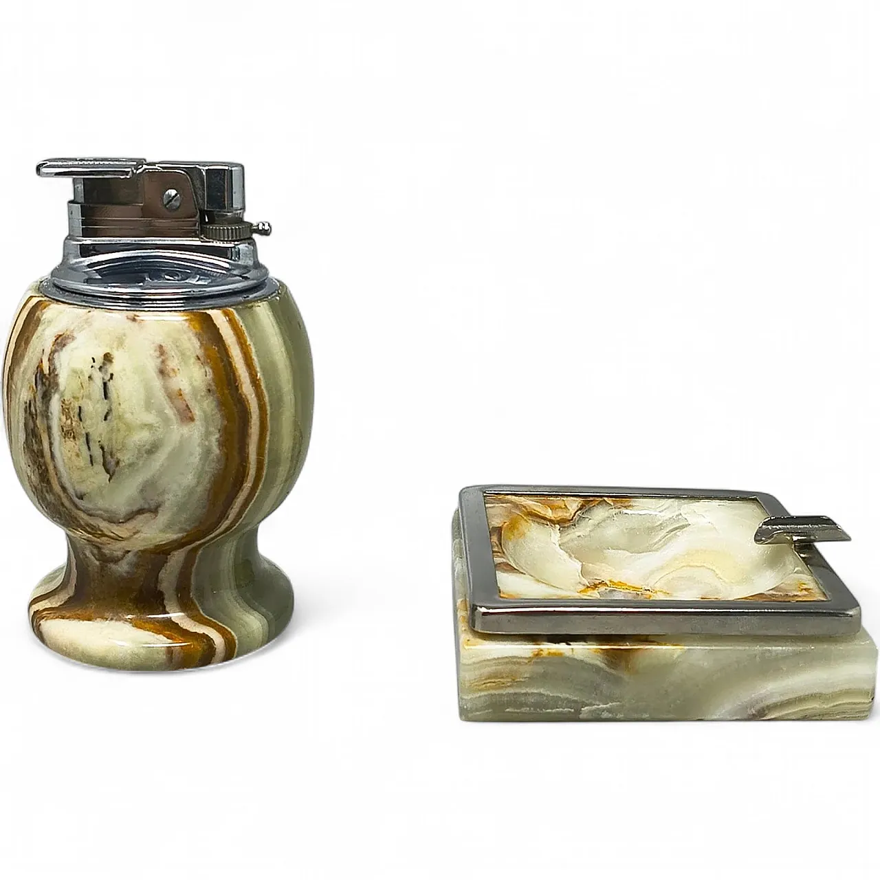 Onyx smoking set with table lighter and ashtray, 1960s 7