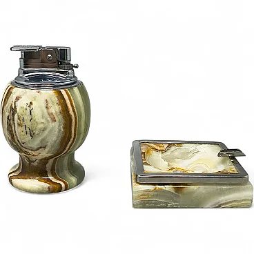 Onyx smoking set with table lighter and ashtray, 1960s