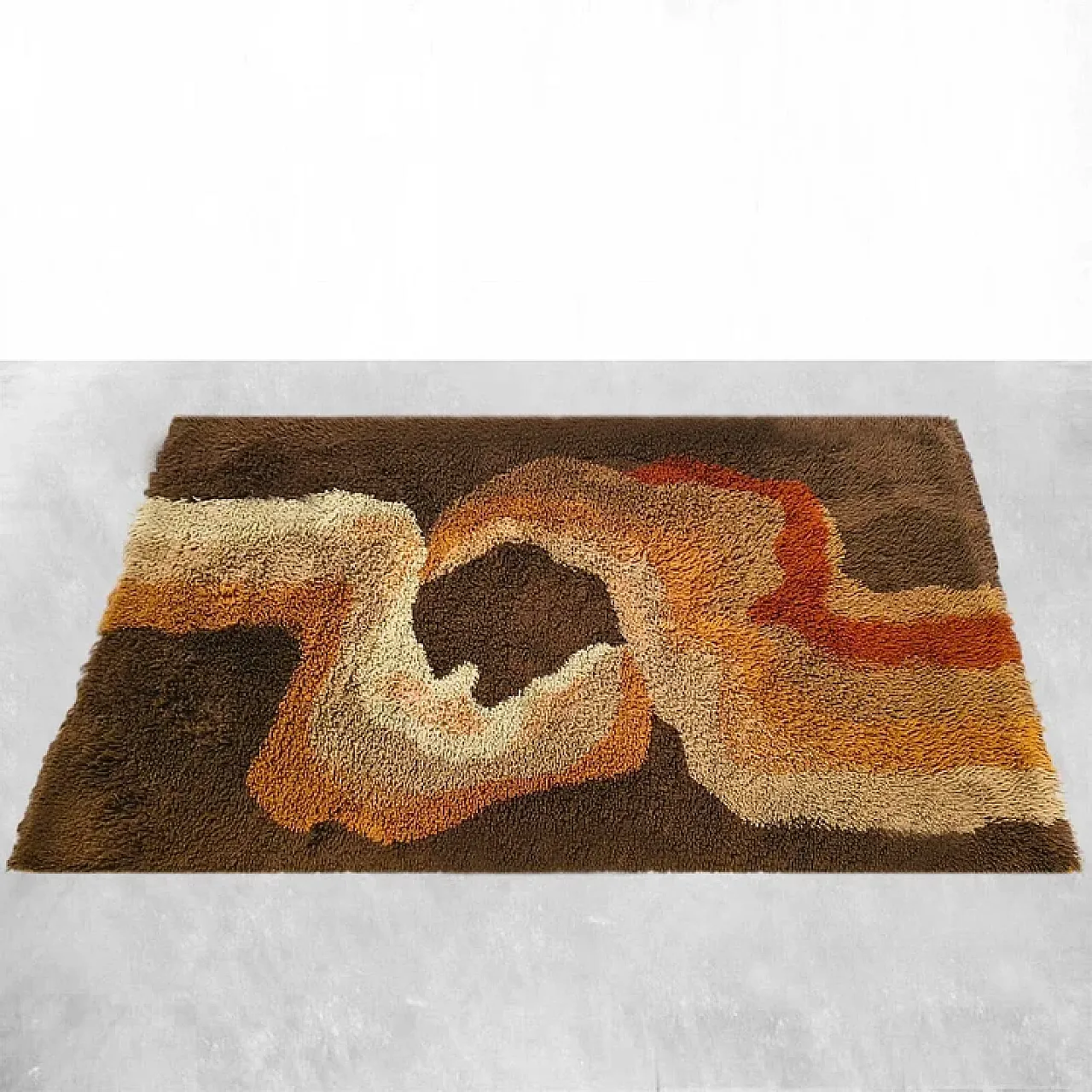 Wool rug, organic wave pattern, 1970s 1