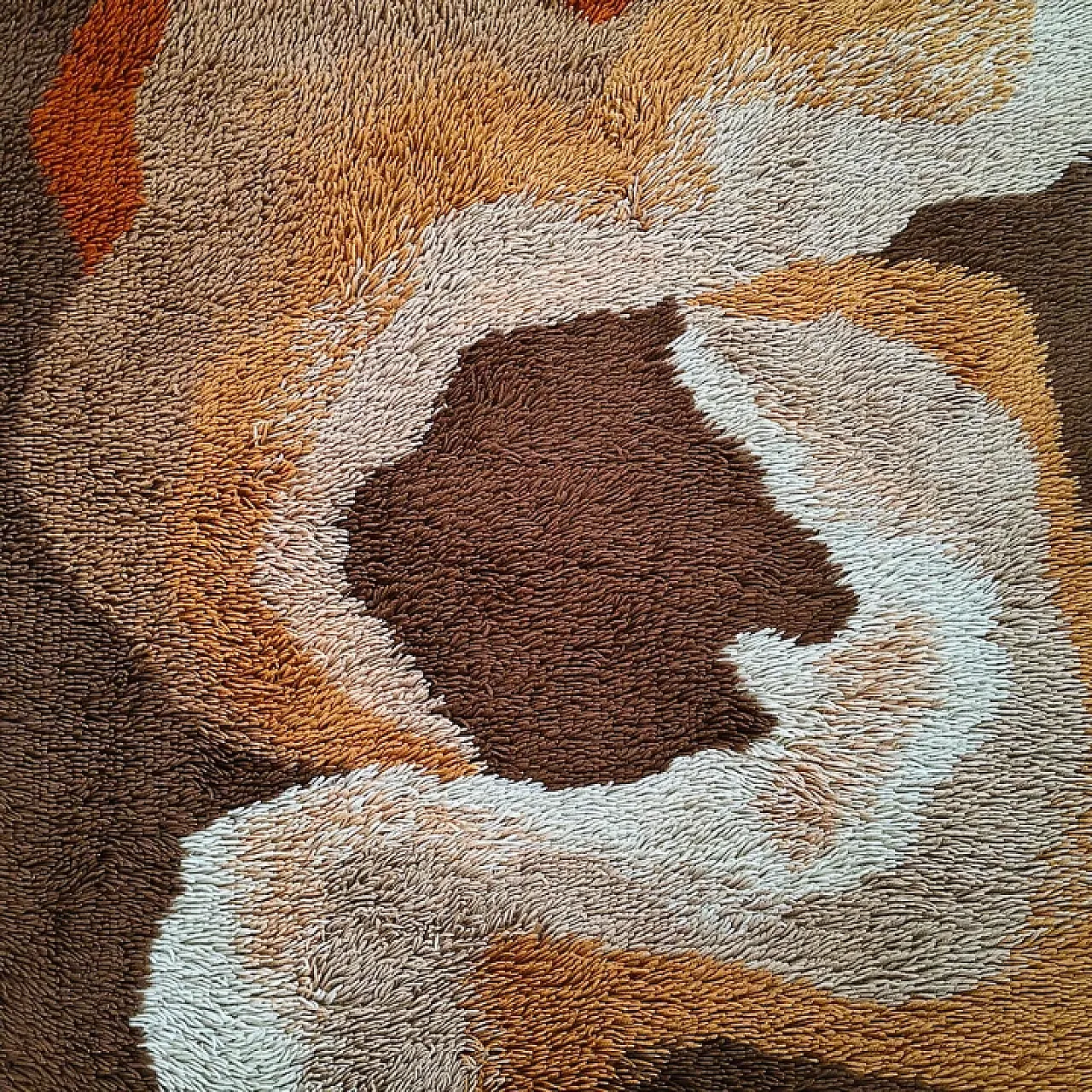 Wool rug, organic wave pattern, 1970s 3