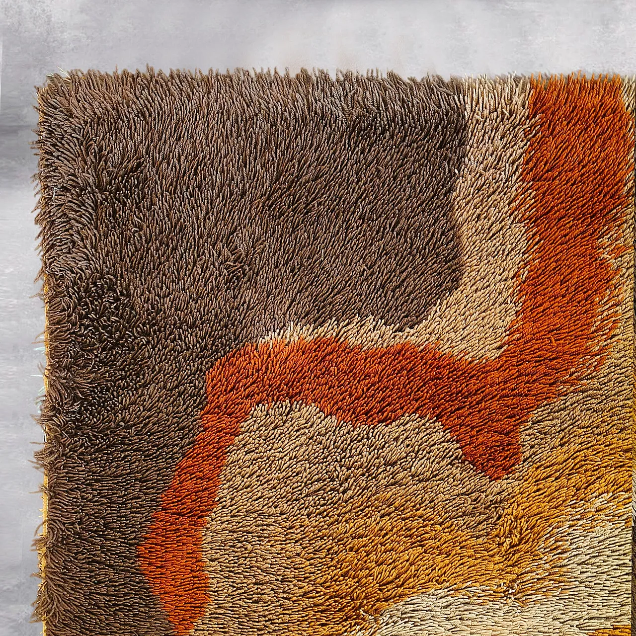 Wool rug, organic wave pattern, 1970s 6