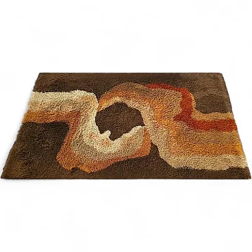 Wool rug, organic wave pattern, 1970s