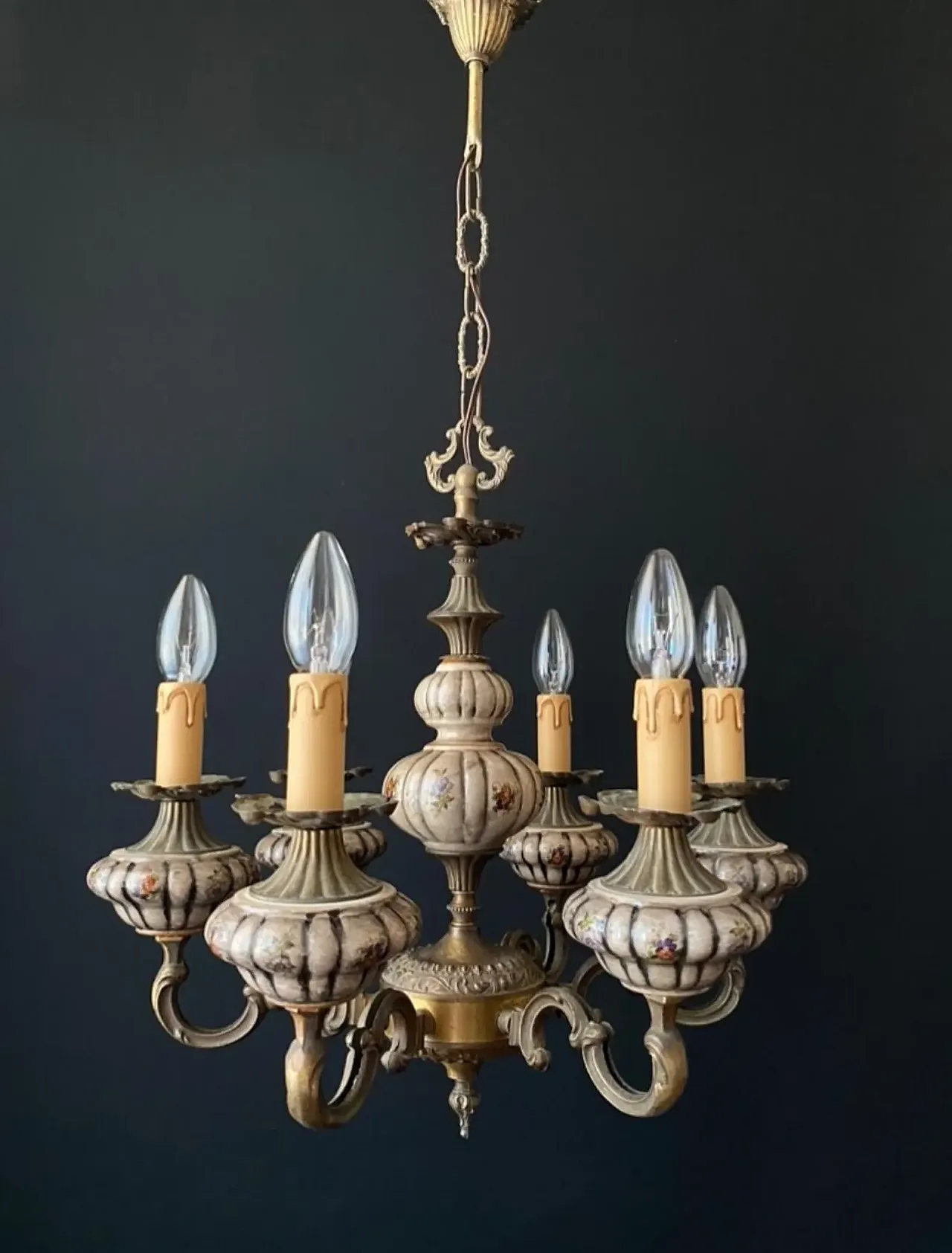Chandelier in brass and bronze, 1960s 2