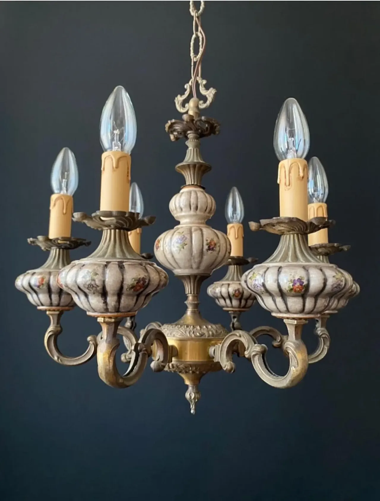 Chandelier in brass and bronze, 1960s 3